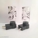 Neil Kart LED Night Light, Decorative Floral Pattern, 10 cm, Pack of 2, White and Black
