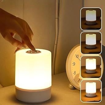 One94Store Touch Control LED Table Lamp – USB Rechargeable, Touch Control Night Light with 3-Color Dimmable Brightness for Bedroom, Living Room & Study (White, Pack of 1)