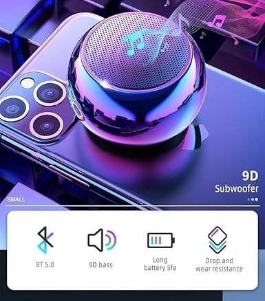 EDNITA jbl Ultra Mini Wireless Bluetooth Speaker with Heavy Metal Electroplating Round Speaker | Wireless Power Button Controlled, Long Lasting Battery & Quick Charge Pack of 1 (Multicolor)
