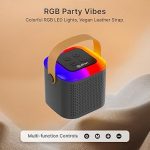 pTron Newly Launched Fusion Tunes 10W Mini Bluetooth Speaker with Wireless Karaoke Mic, 8Hrs Playtime, Vivid RGB Lights, Voice Effects, Multi-Play Modes BT5.1/TF Card & Type-C Charging Port (Black)