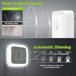 VazzLox Night Lamp for Bedroom 4PCS Smart Sensor Automatic ON/OFF Dim LED Light Energy Saving 0.5W Night Light Long Life Plug in Bed Lamps for Bedroom Lights for Hallway Stairs Kitchen Bathroom (Warm)