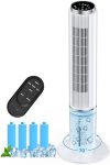 HIFRESH Air Cooler for Home, Mute Operation, 107CM Tower Cooler w/Remote & LED Display, 4 Mode & 3 Speed, 12H Timer, 26 Feet Air Delivery, 4L Water Tank, 4 Ice Packs, 70° Swing Control, 80W Low Power