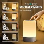 One94Store Touch Control LED Table Lamp – USB Rechargeable, Touch Control Night Light with 3-Color Dimmable Brightness for Bedroom, Living Room & Study (White, Pack of 1)