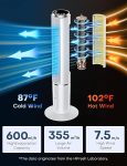 HIFRESH Air Cooler for Home, Mute Operation, 107CM Tower Cooler w/Remote & LED Display, 4 Mode & 3 Speed, 12H Timer, 26 Feet Air Delivery, 4L Water Tank, 4 Ice Packs, 70° Swing Control, 80W Low Power