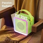 ZEBRONICS County 8, Portable Bluetooth Speaker, 8 Watts, Upto 7 Hours Playback, Passive Radiator, BTv5.3 | TWS | USB | mSD, RGB LED, Call Function, Compact Design, Carry Strap (Green)