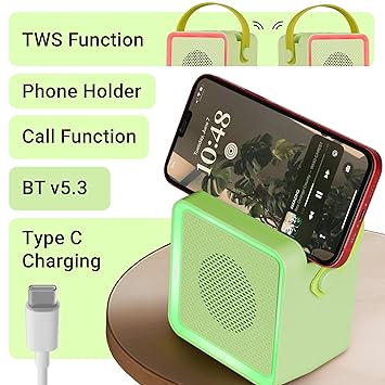 ZEBRONICS County 8, Portable Bluetooth Speaker, 8 Watts, Upto 7 Hours Playback, Passive Radiator, BTv5.3 | TWS | USB | mSD, RGB LED, Call Function, Compact Design, Carry Strap (Green)